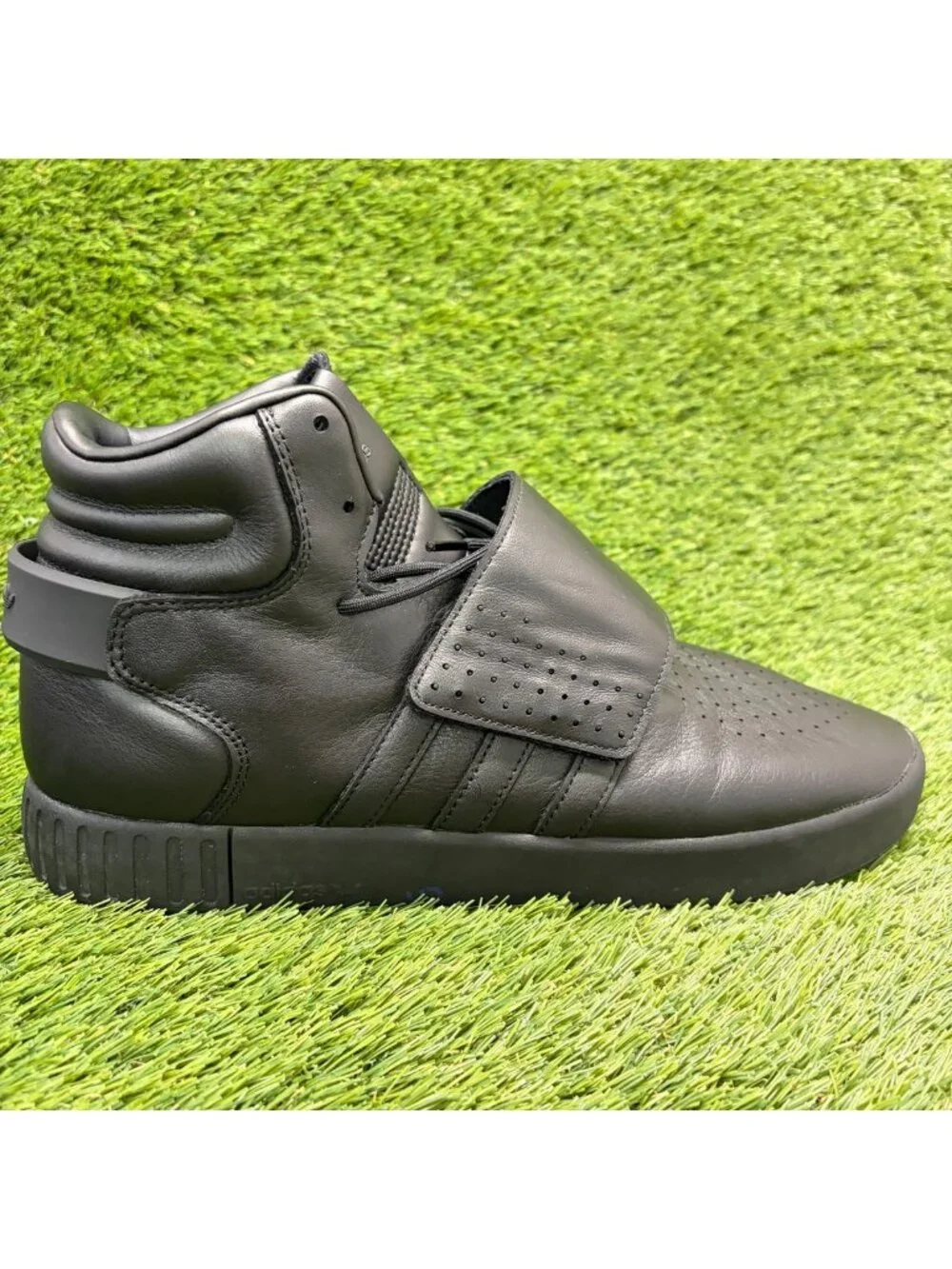 Adidas Tubular Invader Strap Mens Size 12 Black Athletic Leather Shoes Sneakers